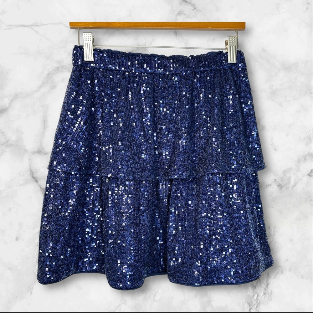 Vineyard Vines Girls Tiered Sequin Skirt Navy Size M. NEW